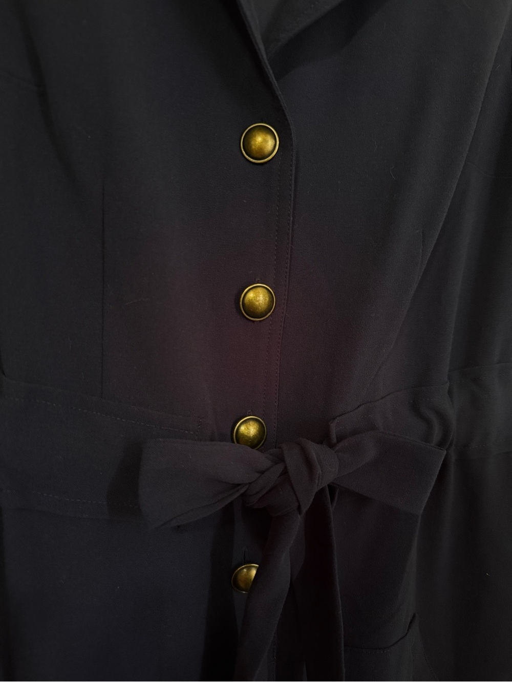 Modcloth Navy Short-Sleeve Midi Shirt Dress with Tie Waist - Picture 3 of 4